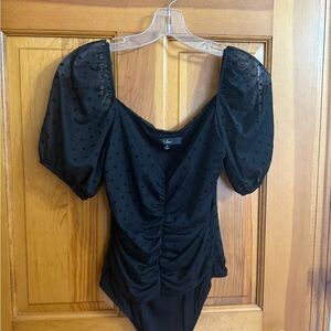 Lulu's Black Puff Sleeve Bodysuit